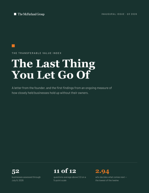 Cover of The Last Thing You Let Go Of, the inaugural issue of the Transferable Value Index